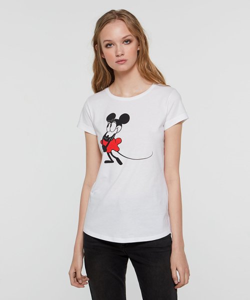 セール Disney ディズニー コラボ レトロミッキー ミニーマウス半袖tシャツ シスレー レディス Sisley D Fashion