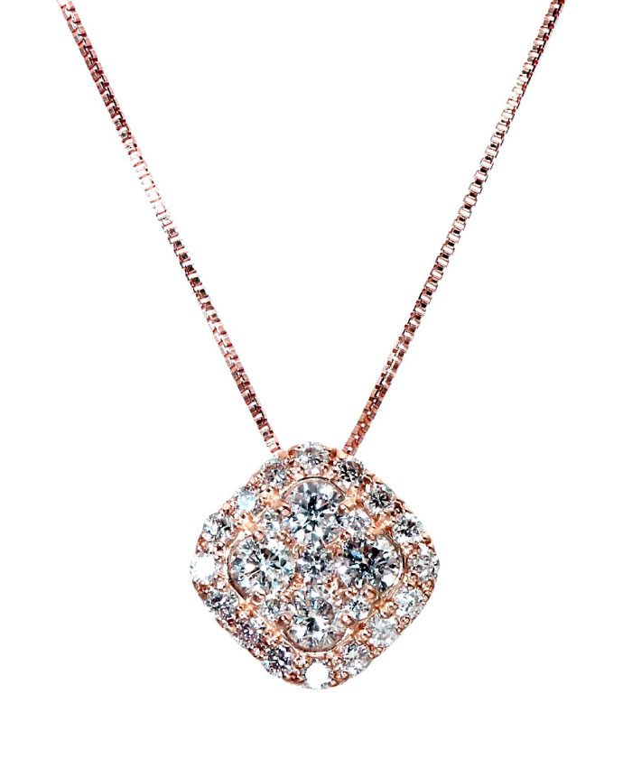 K18ゴールド 天然ダイヤモンド 計0.5ct 25石デザイン ネックレス 鑑別