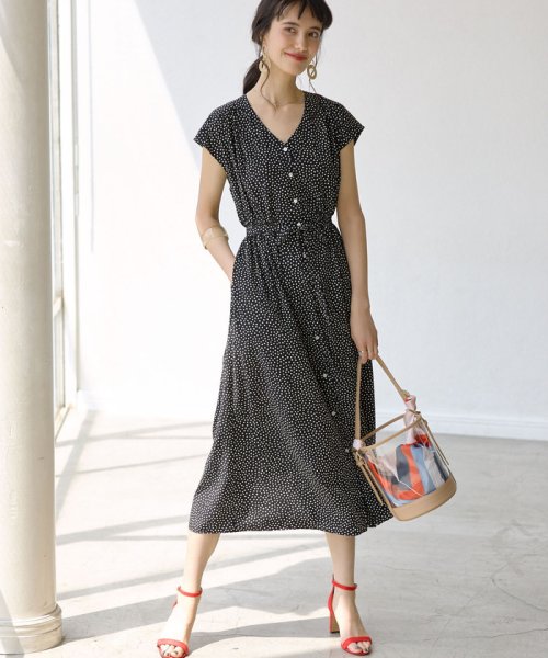 セール Ffc ランダム ドット Vネック ショートスリーブ ワンピース グリーンレーベルリラクシング Green Label Relaxing D Fashion