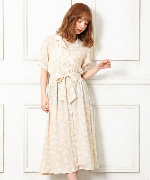 セール 66 Off サッシュ付開襟単色花柄 ワンピース イング Ingni D Fashion
