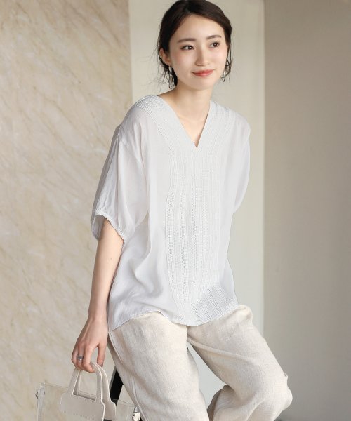 クーポン セール 10 Off 首回りスッキリ見え ｖネックハシゴレースブラウス ブージュルード Bou Jeloud D Fashion