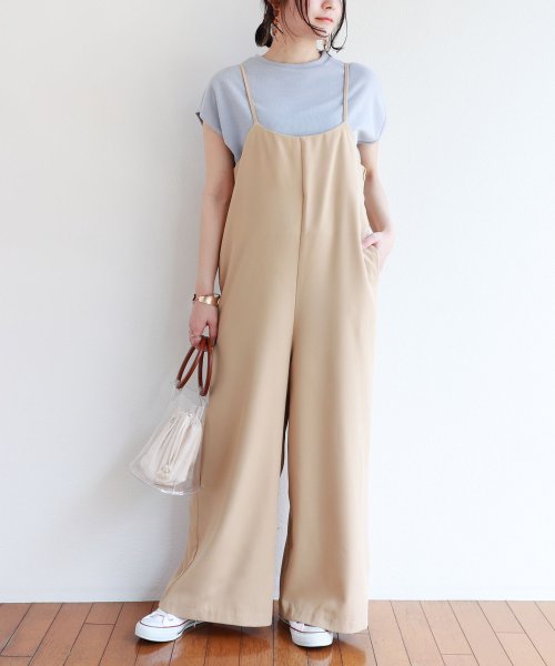 とろみ素材ワイドキャミサロペットワンピース アンドミー And Me D Fashion とろみ素材ワイドキャミサロペットワンピース アンドミー And Me D Fashion