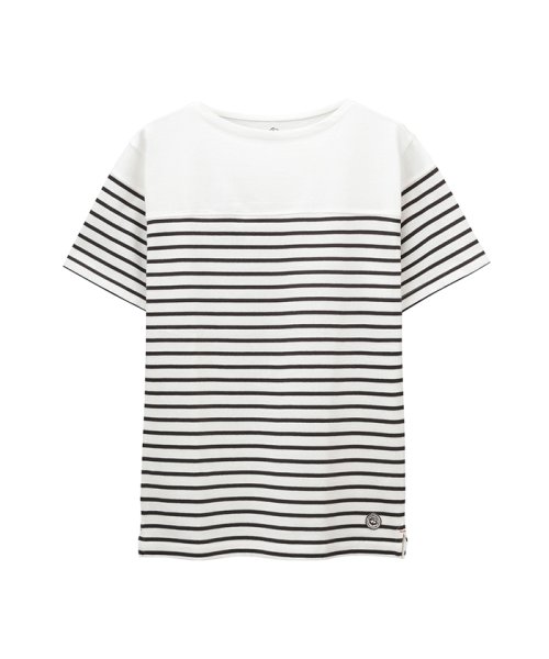 Navy オーガニックコットン バスクボーダーtシャツ Mh ss 1 マックハウス メンズ Mac House Men D Fashion