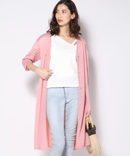 セール ボーダー異素材ロングカーディガン ビッキー Vicky D Fashion セール ボーダー異素材ロングカーディガン ビッキー Vicky D Fashion