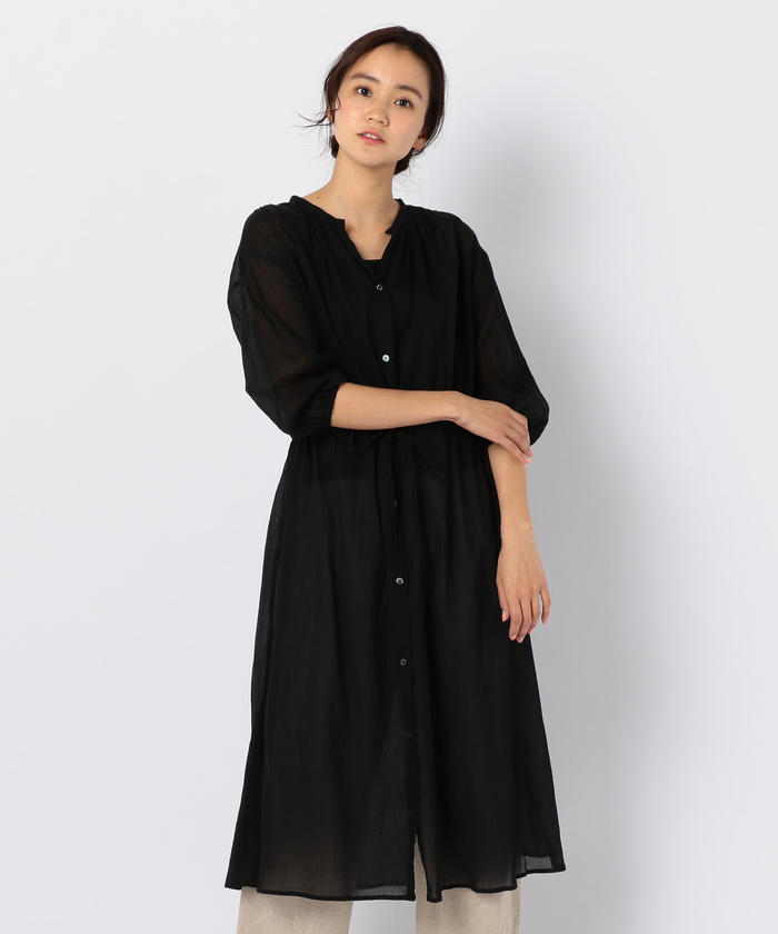 セール 21%OFF】コットン楊柳前開きワンピース(502373638