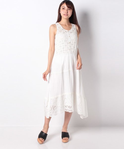 セール 楊柳レース切替ワンピース インタープラネット Interplanet D Fashion