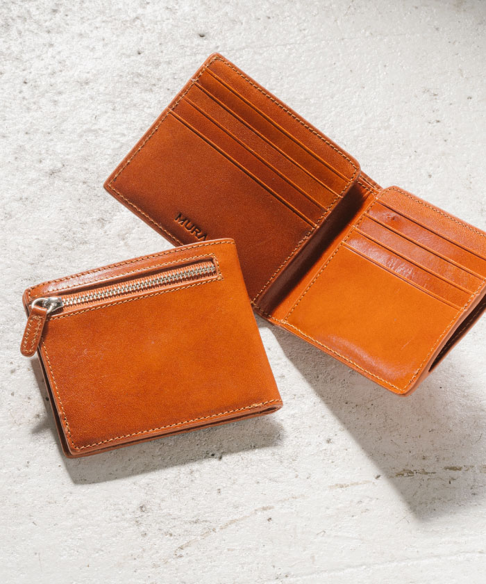 セール】MURA 財布 メンズ 二つ折り 薄型 スキミング防止 イタリアン 