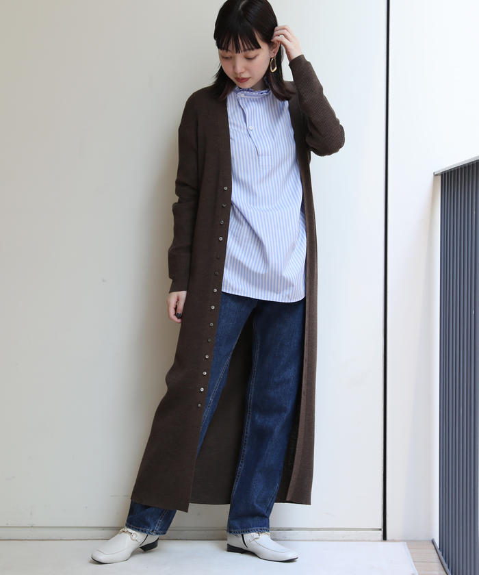 GALERIE VIE】プルミエールウール ポロロングカーディガン