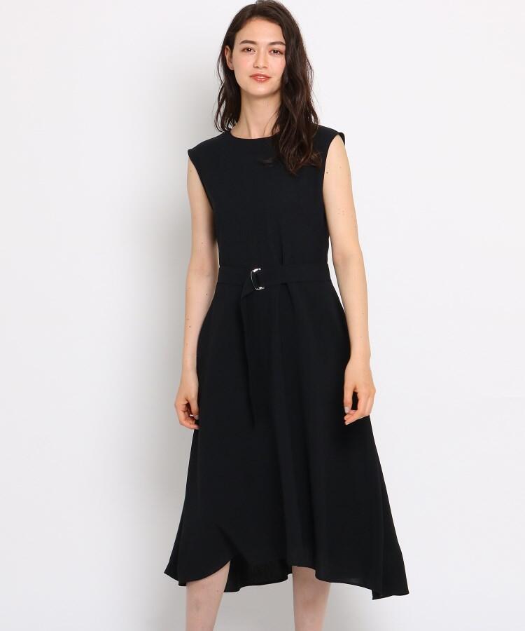 INDIVI ボイルカルゼイレヘムワンピース ドレス ロング ブルー マシンウォッシュ】ボイルカルゼイレヘムワンピース(502444944
