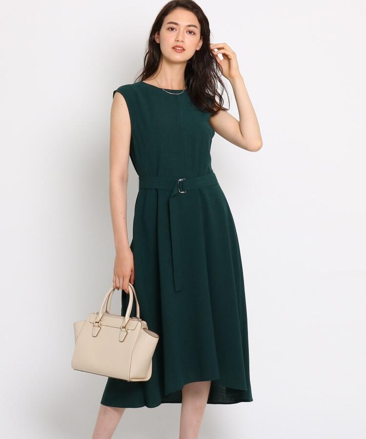 INDIVI ボイルカルゼイレヘムワンピース　ドレス　ロング　ブルー マシンウォッシュ】ボイルカルゼイレヘムワンピース(502444944