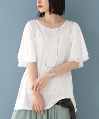 osharewalker/『フレアスリーブデザインTシャツ』レディース 半袖 トップス 春 夏 フレアスリーブ シフォン パステル 異素材/502445158