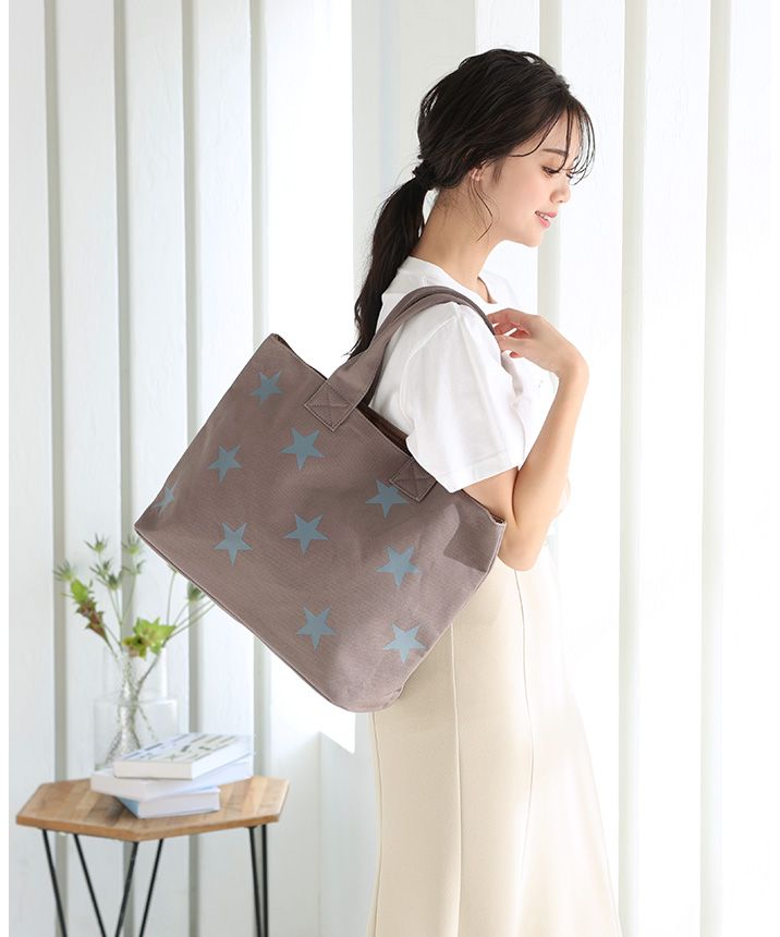 ハッピーキュウビン HAPPY急便 星柄プリントトートバッグ