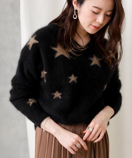 セール Web先行予約 星柄インターシャラクーンvネックニット グレディブリリアン Gready Brilliant D Fashion