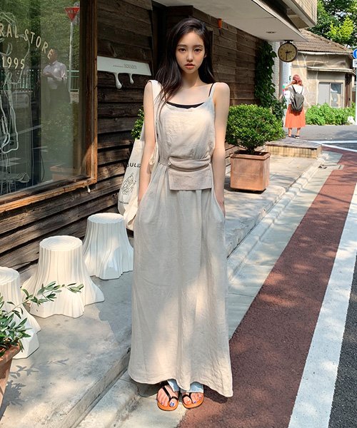 スペシャルプライス Chuu チュー リネンロングワンピース トップス リネン ワンピース ロング オールインワン チュー Chuu D Fashion