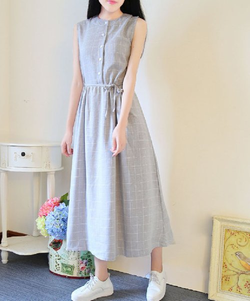 リネンワンピース ロング丈 クルーネックワンピ ノースリーブ ワンピ 二次会 マキシワンピ 通勤 ミニミニストア Miniministore D Fashion リネンワンピース ロング丈 クルーネックワンピ ノースリーブ ワンピ 二次会 マキシワンピ 通勤 ミニミニストア Miniministore D Fashion