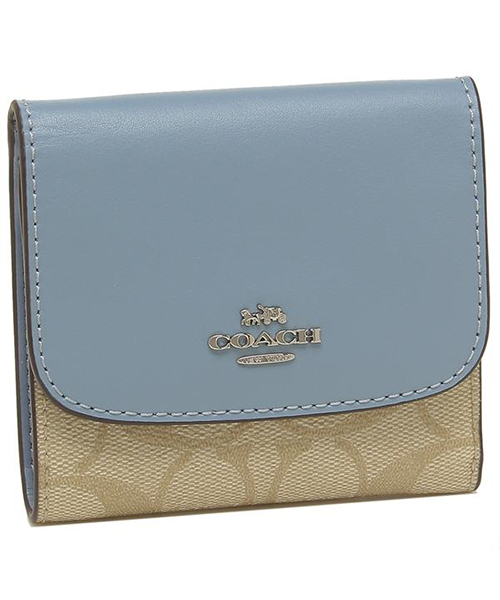 新品☆COACH(コーチ)ライトブルー レザー 折り財布