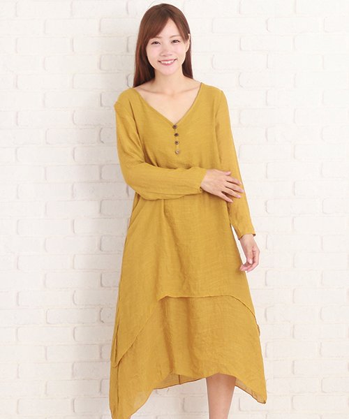 セール Aライン胸ボタンワンピース レディース シンプル 春 夏 カジュアル ゆったり S S Vl 53 アミュレット Amulet D Fashion