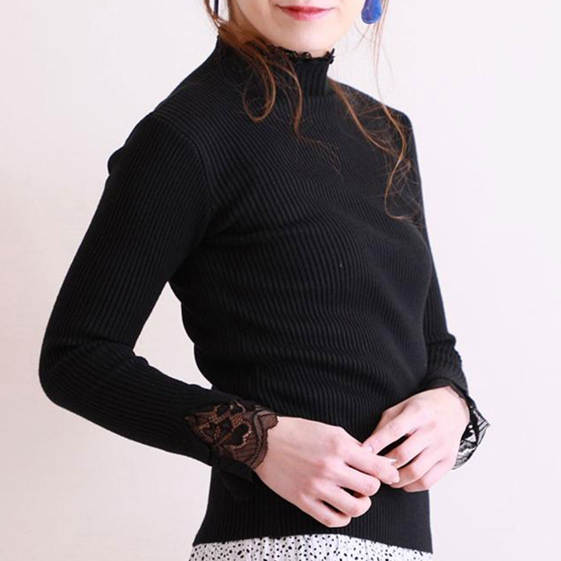 VIRINA 黒 ニット タートルネック ネックウォーマー VIRINA 黒 ニット タートルネック ネックウォーマー