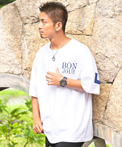 ビッグロゴプリントオーバーサイズ半袖tシャツ Tシャツ メンズ 半袖 ロゴ プリント ビッグシルエット ラグスタイル Luxstyle D Fashion