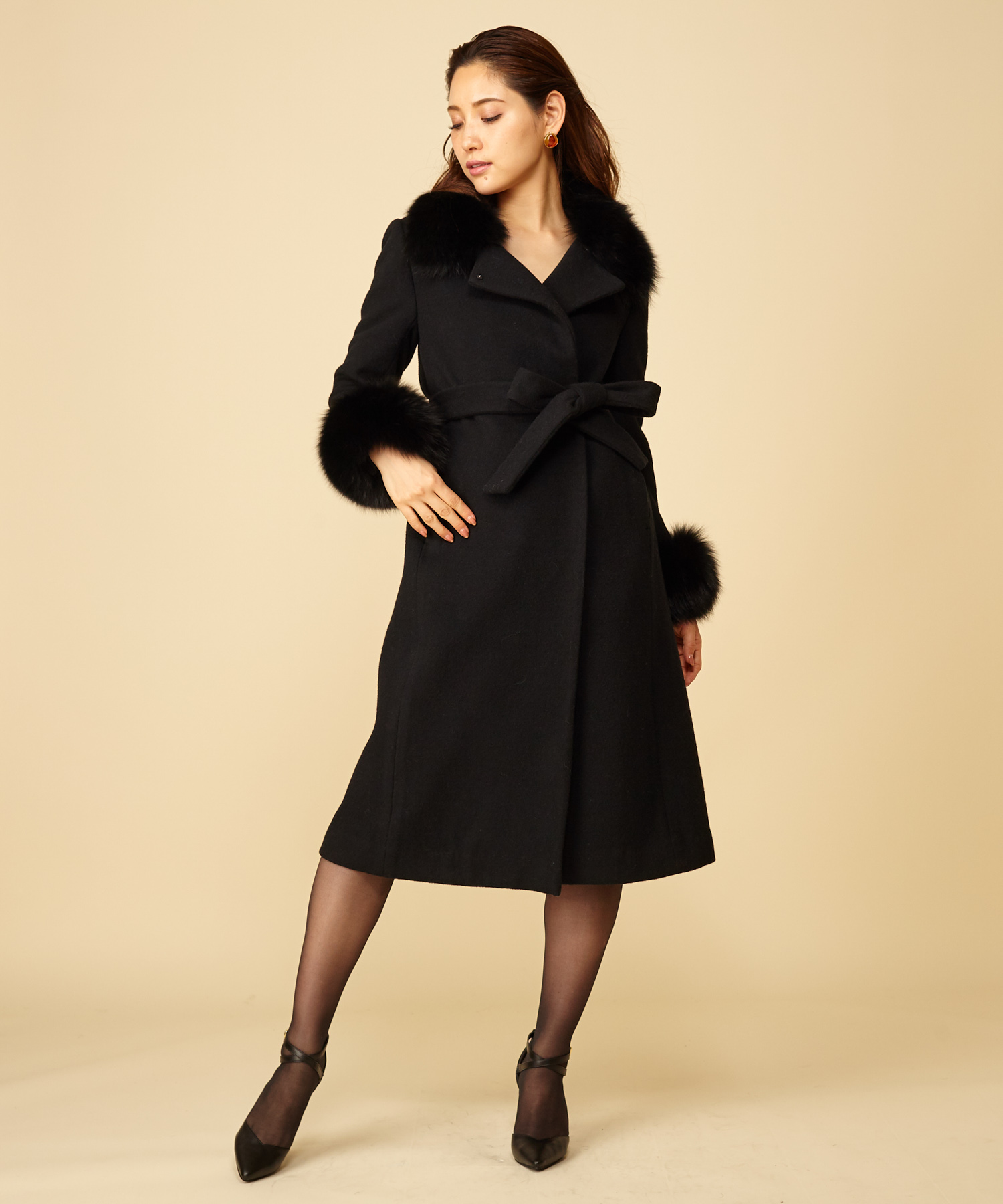 セール 32%OFF】FOXファー付ガウンコート(502539057) | ロイヤル セール 32%OFF】FOXファー付ガウンコート(502539057) | ロイヤル