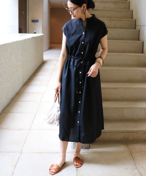 2wayドローストリングフレンチスリーブシャツワンピース アンドミー And Me D Fashion