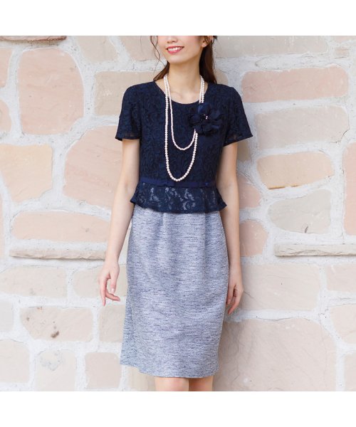 セール 50 Off レース カラミツイードコンビワンピース ローズティアラ Rose Tiara L Size D Fashion セール 50 Off レース カラミツイードコンビワンピース ローズティアラ Rose Tiara L Size D Fashion