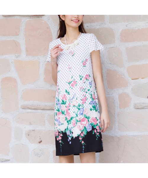 セール 50 Off ドット ローズプリントチュニックワンピース ローズティアラ Rose Tiara L Size D Fashion セール 50 Off ドット ローズプリントチュニックワンピース ローズティアラ Rose Tiara L Size D Fashion