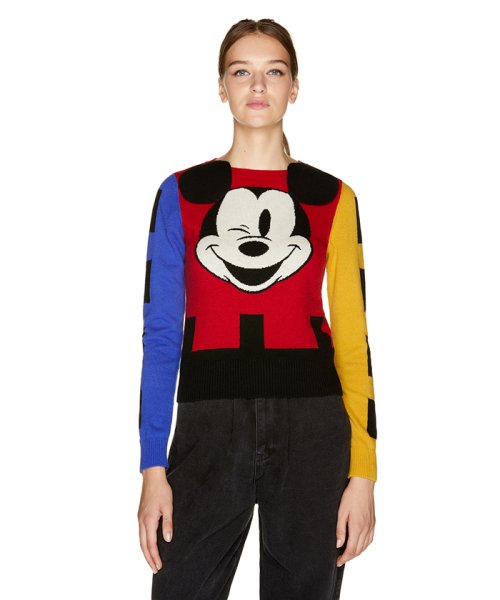 セール Disney ディズニー コラボ 配色ミッキーマウスニット セーター ベネトン レディース Benetton Women D Fashion
