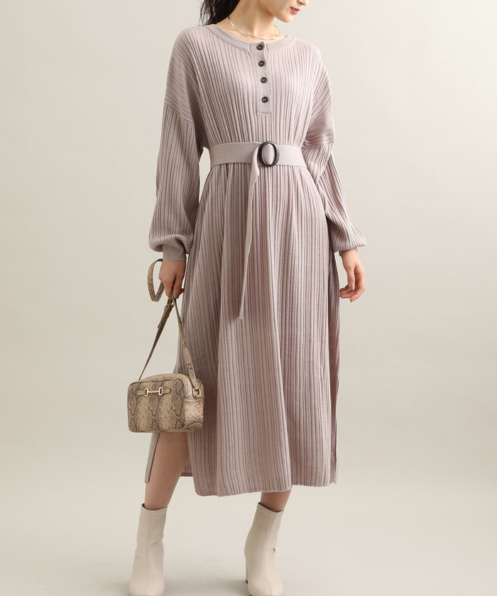 セール 60%OFF】【前後2WAY】ベルト付きニットワンピース セール 60%OFF】【前後2WAY】ベルト付きニットワンピース