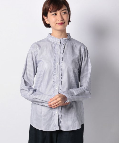 セール フリルスタンドカラーブラウス レリアン Leilian D Fashion