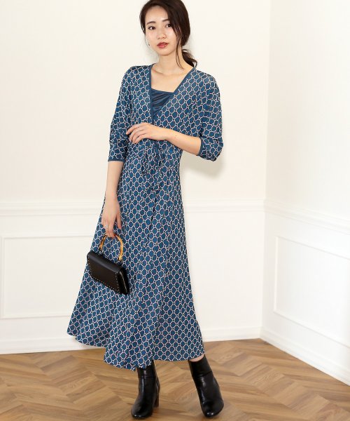セール カシュクールデザインが目を惹く アソート柄ジャージーワンピース ブージュルード Bou Jeloud D Fashion