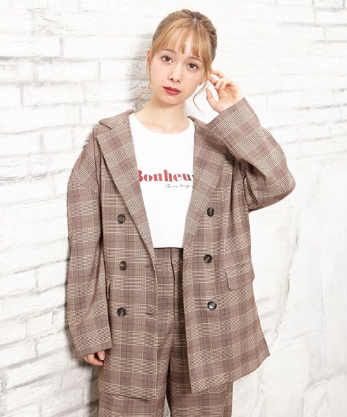 セール セットアップ対応商品 チェック柄big Wテーラージャケット イング Ingni D Fashion