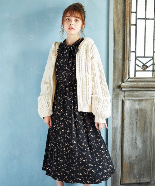 セール 花柄ボウタイプリーツワンピース イング Ingni D Fashion