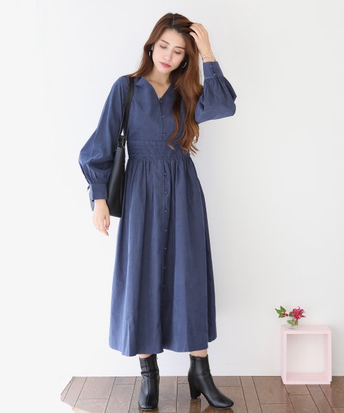 セール 30 Off ｖネックループボタン フェイクスエードワンピース ブルーイースト Blueeast D Fashion