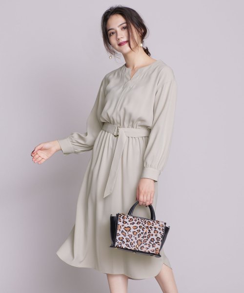 セール Aperi Nanofine キーネックベルト付きワンピース ナノ ユニバース Nano Universe D Fashion
