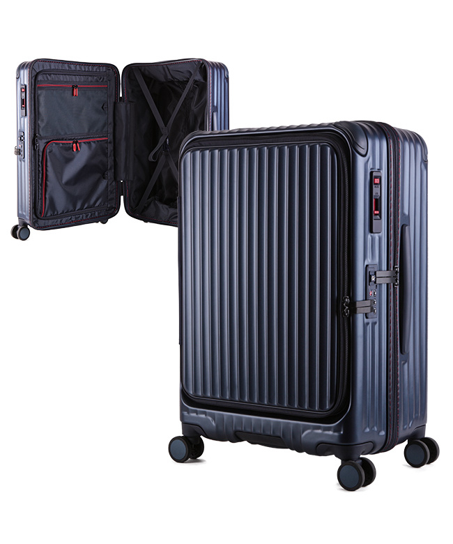 スーツケース Mサイズ 60L フロントオープン 5-6日用 キャリーバッグ