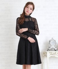 Lace Ladies/レースレディース Lace Ladies デコルテシースルー×レース袖クラシカルフレアドレス・ワンピース/502628406