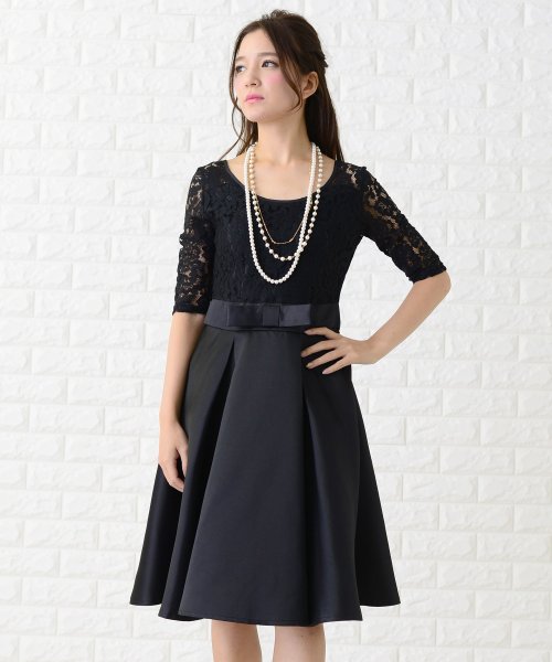 レース切り替えフレアドレス ワンピース レースレディース Lace Ladies D Fashion