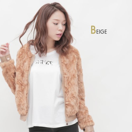 フェイクファーノーカラーブルゾン レディース ファー ブルゾン ノーカラー ファーコート 秋冬 秋 Aimoha アイモハ Aimoha D Fashion