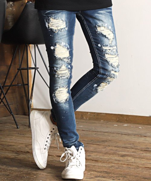 セール ハードダメージスキニーパンツ デニムパンツ メンズ スキニー ハードダメージ クラッシュ ラグスタイル Luxstyle D Fashion セール ハードダメージスキニーパンツ デニムパンツ メンズ スキニー ハードダメージ クラッシュ ラグスタイル Luxstyle D Fashion