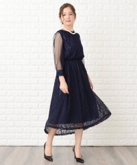 Lace Ladies/ドットチュール袖×花柄総レースフィッシュテールフォーマルワンピース・ドレス/502628513