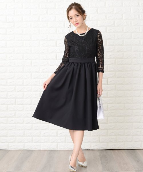 タイムセール10 Off ウエストリボン付きレース切り替えフォーマルワンピース ドレス レースレディース Lace Ladies D Fashion