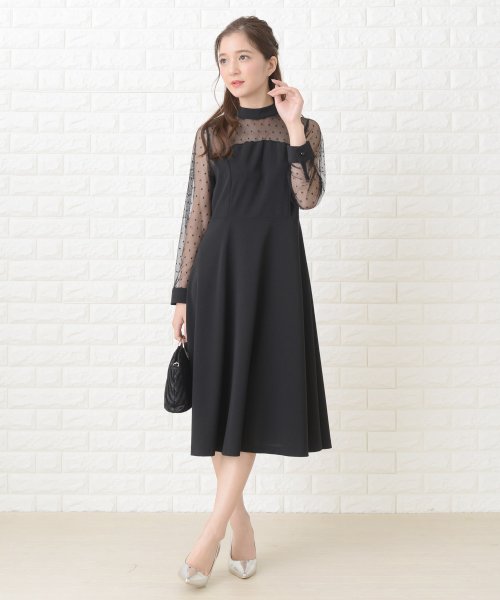 セール ドットレース胸元切替ワンピース ドレス レースレディース Lace Ladies D Fashion セール ドットレース胸元切替ワンピース ドレス レースレディース Lace Ladies D Fashion