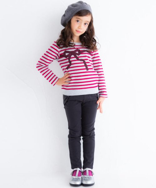 セール サテンストレッチリボンポケットパンツ ベベ Bebe D Fashion セール サテンストレッチリボンポケットパンツ ベベ Bebe D Fashion