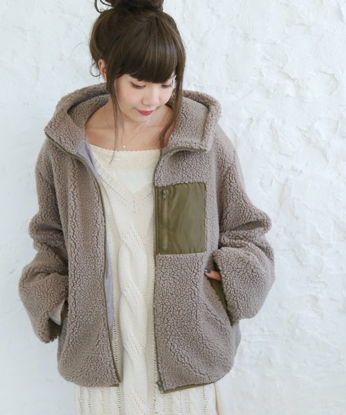 N Orフーデッドボアブルゾン オシャレウォーカー Osharewalker の