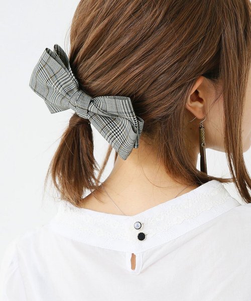 セール グレンチェック柄リボンバレッタ オシャレウォーカー Osharewalker D Fashion