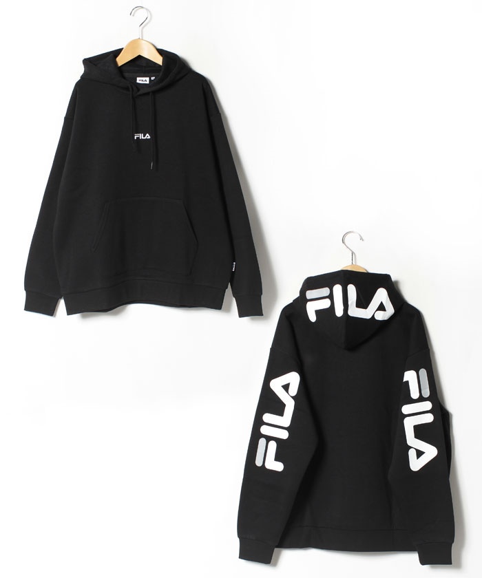 FILA】フィラ 大きいサイズ 胸ロゴ刺繍 袖ロゴプリント フードロゴ