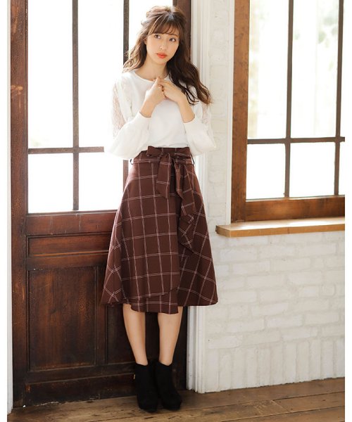 セール 65 Off チェック柄ラッフルミディスカート イング Ingni D Fashion