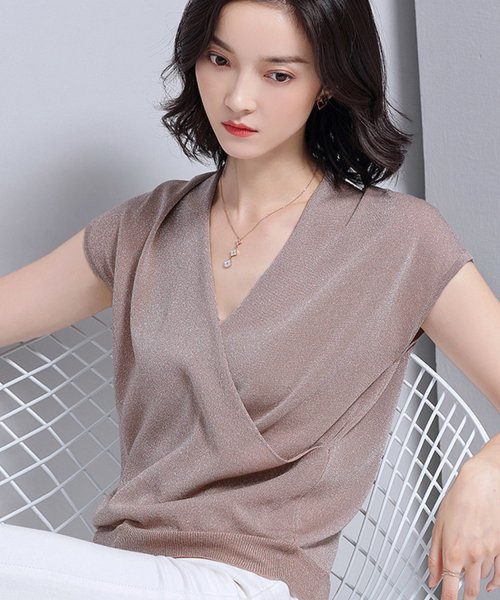 サマーセーター サマーニット レディース 夏 ニット ラメ入り Vネック 半袖 薄手 Tシャツ 上品 セクシー きらめく ピカピカ カラフル リブ ゆったり ブ ドゥーベル Doux Belle D Fashion サマーセーター サマーニット レディース 夏 ニット ラメ入り Vネック 半袖 薄手 Tシャツ 上品 セクシー きらめく ピカピカ カラフル リブ ゆったり ブ ドゥーベル Doux Belle D Fashion