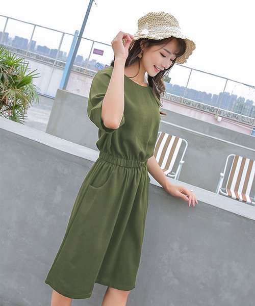 セール50 Off とろみワンピース 半袖 膝丈 ミディアム ドゥーベル Doux Belle D Fashion セール50 Off とろみワンピース 半袖 膝丈 ミディアム ドゥーベル Doux Belle D Fashion